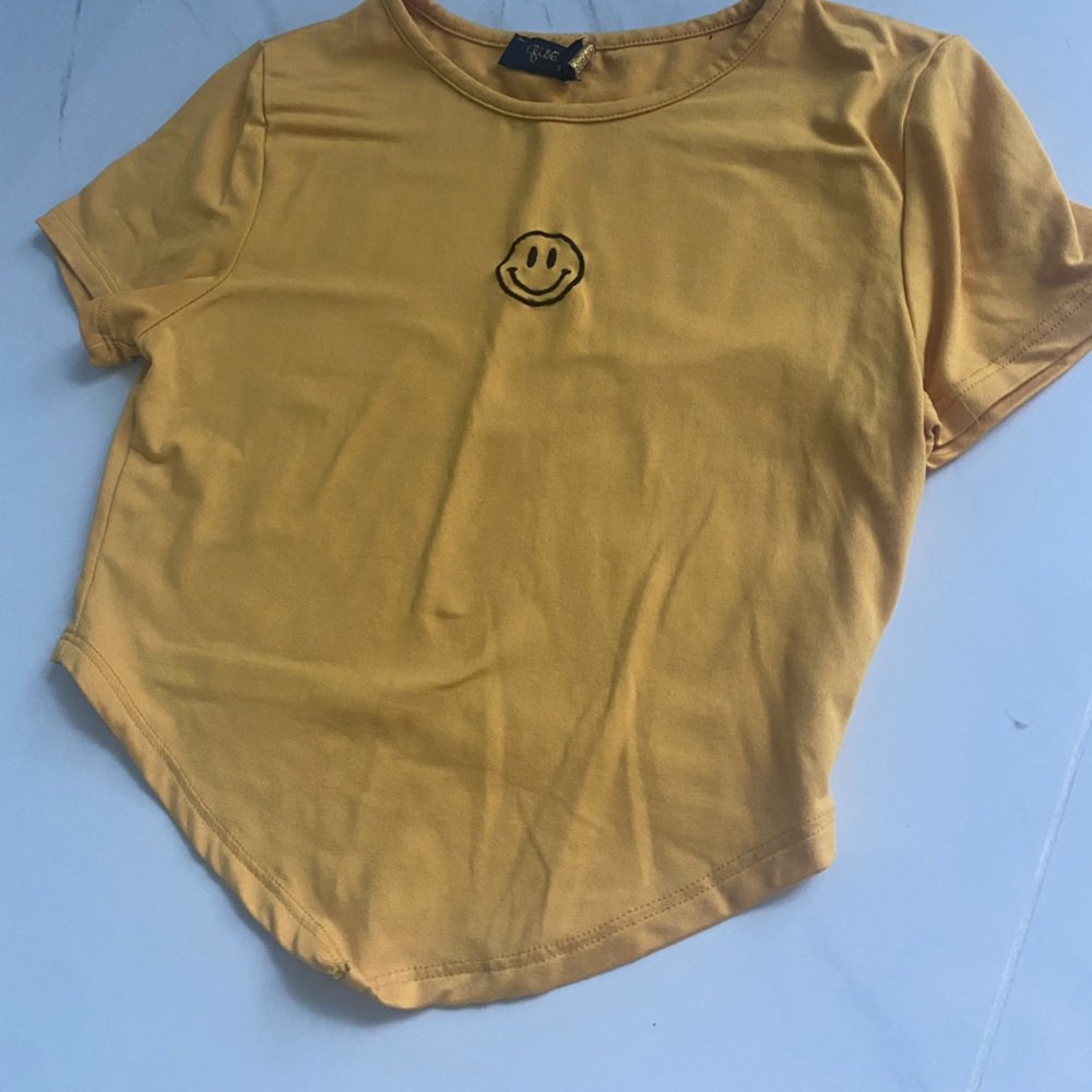 Retro Trendy Yellow Smiley Face Crop Top